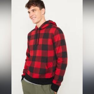 OLD NAVY | gender neutral red/blk buffalo check hoodie/hoody/sweatshirt/pullover